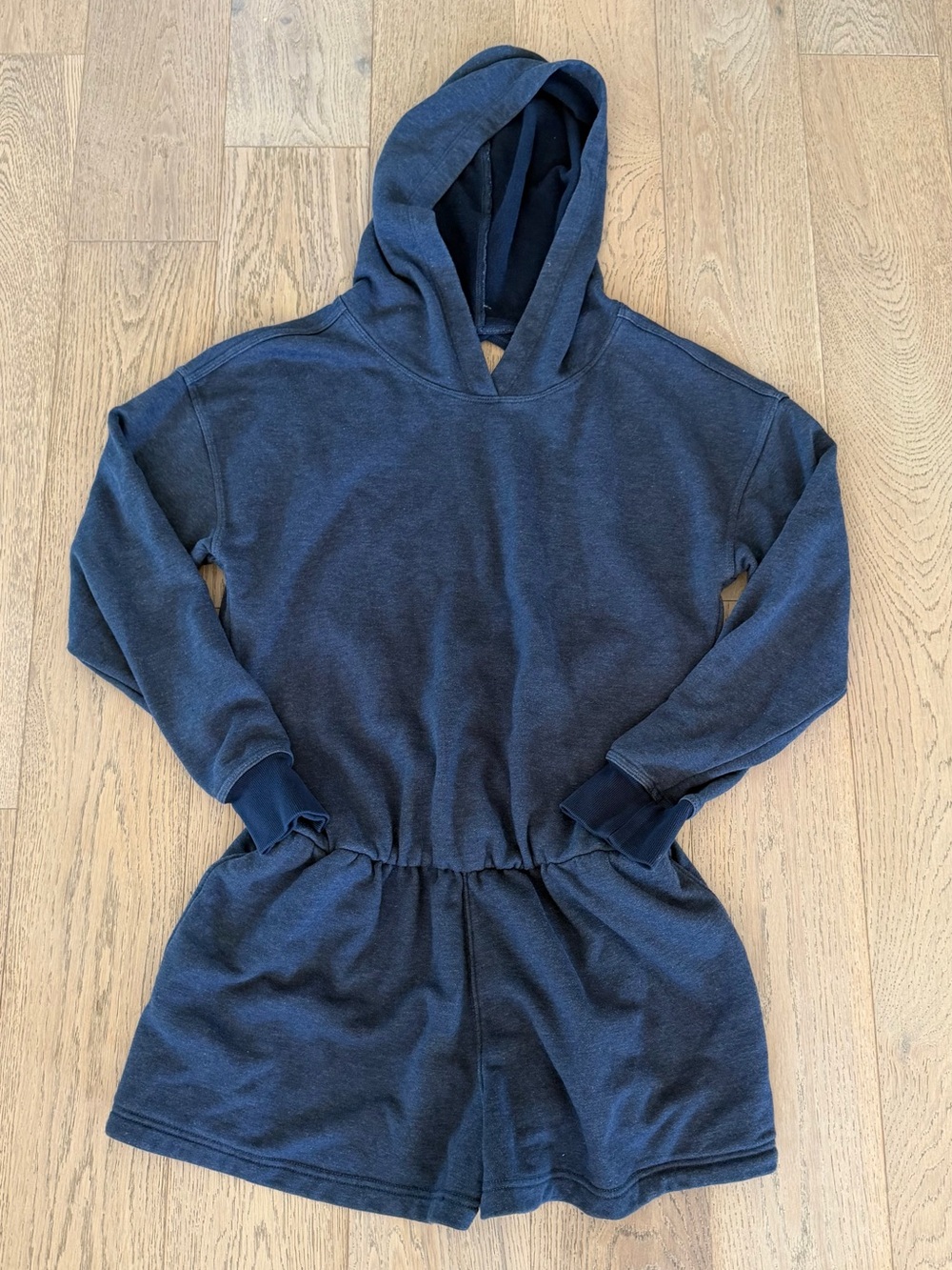 FP Movement Free People Womens Size S Navy Blue Hoodie Romper Shorts Jumpsuit